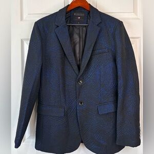 Vintage Lamasini Men’s Blue Sparkly Vegas Polyester Smoking Jacket Blazer Large